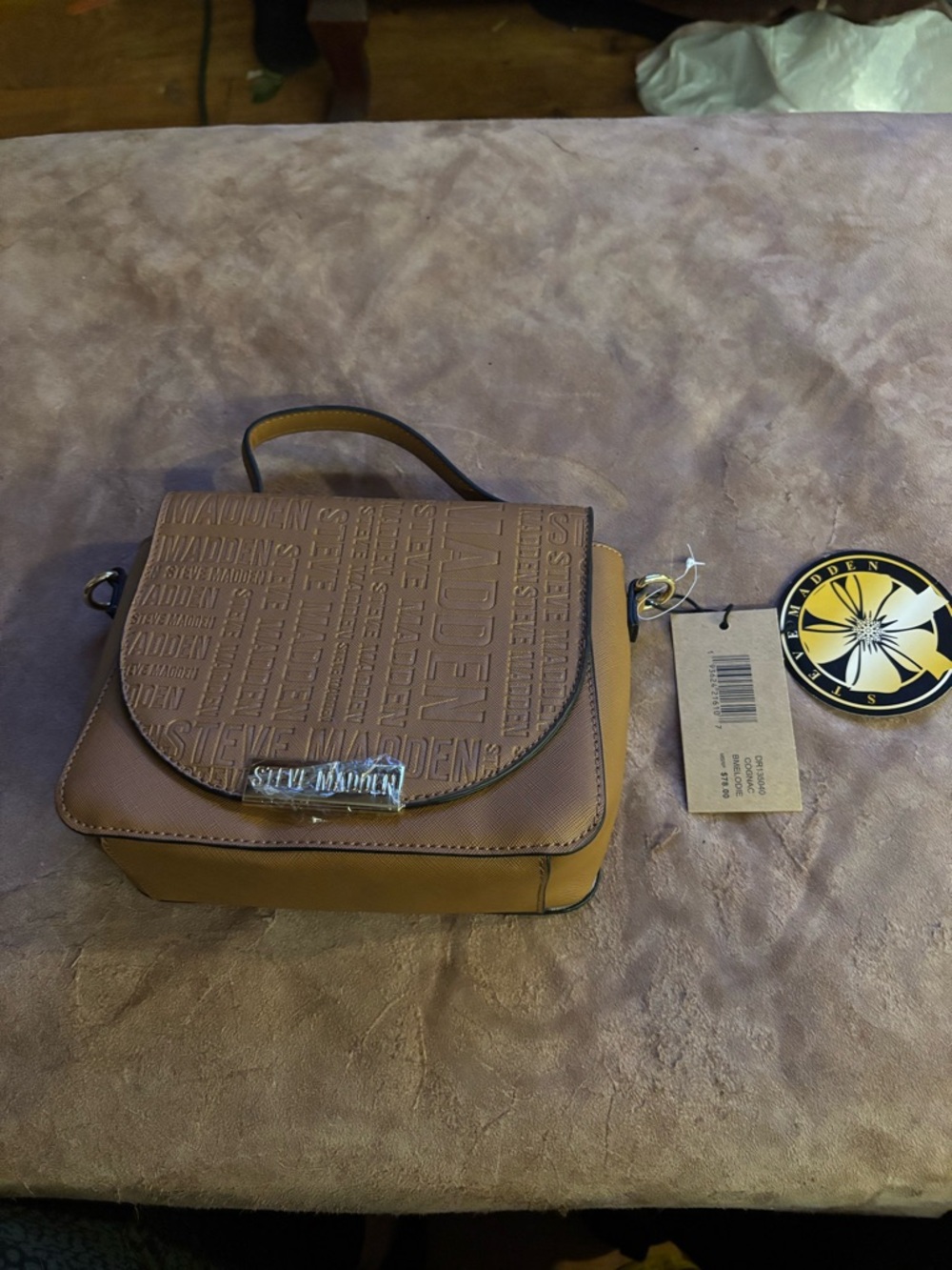 Steve Madden Embossed Tan Crossbody Satchel